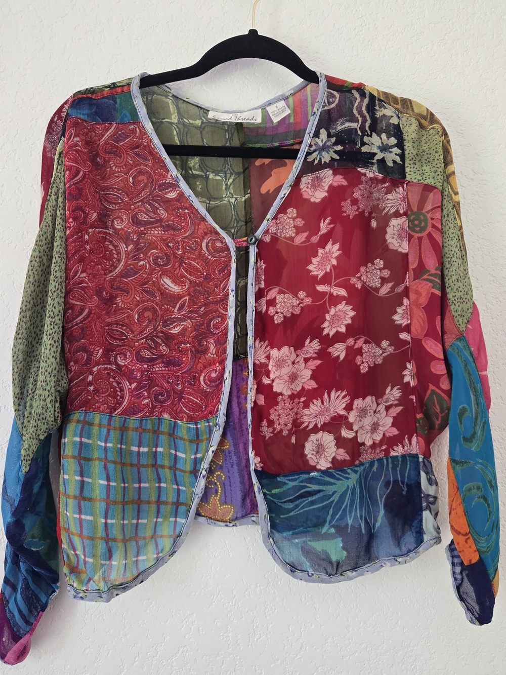 Sacred Threads Multicolor Patchwork Sheer Crop Top